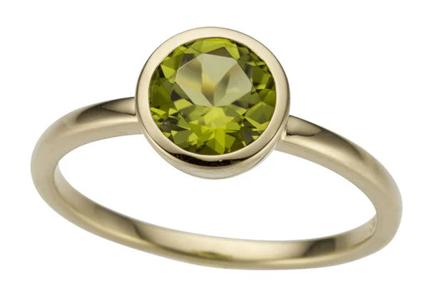 9ct Yellow Gold Peridot Round 7mm Ring