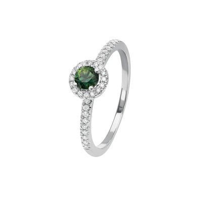 18ct White Gold Clarissa Teal Sapphire & Round Diamond Ring