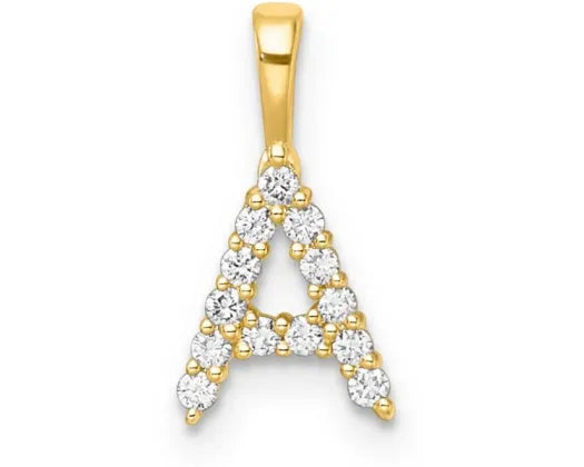 9ct Yellow Gold Lab Grown Diamond INITIAL "A" Pendant