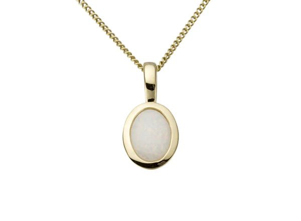 9ct Yellow Gold Bezel Oval Opal Pendant