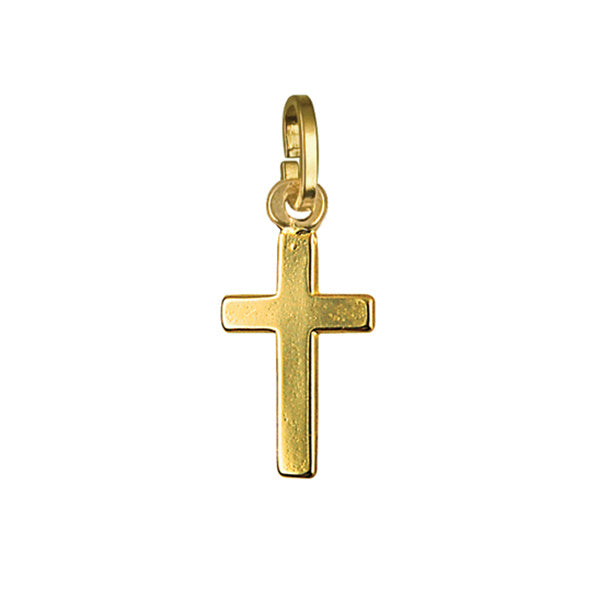 9ct Yellow Gold Solid Small Plain Cross Pendant