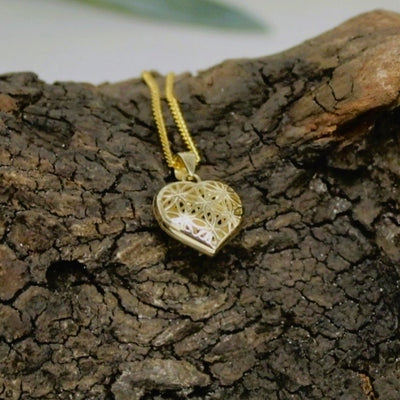9ct Yellow Gold Filigree Heart Pendant