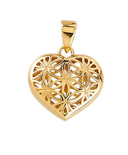 9ct Yellow Gold Filigree Heart Pendant