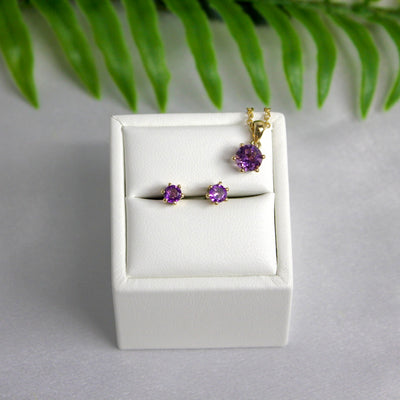 9ct Yellow Gold Amethyst Pendant