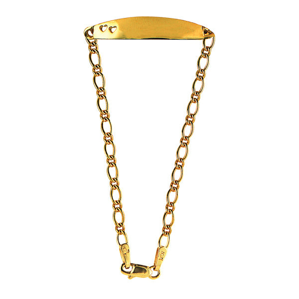 9ct Yellow Gold Two Hearts Cut Out Baby ID Bracelet
