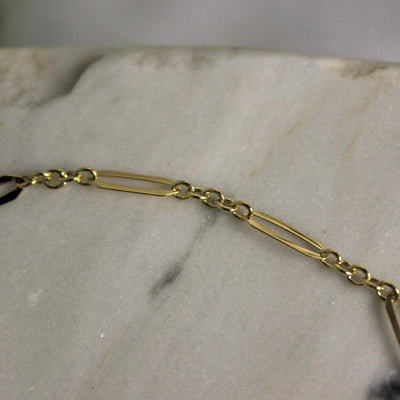9ct Yellow Gold Solid Flat Fancy Paperclip Cable Bracelet