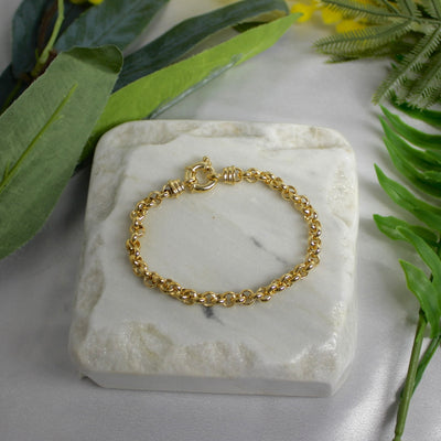 9ct Yellow Gold Round Link Belcher Bracelet