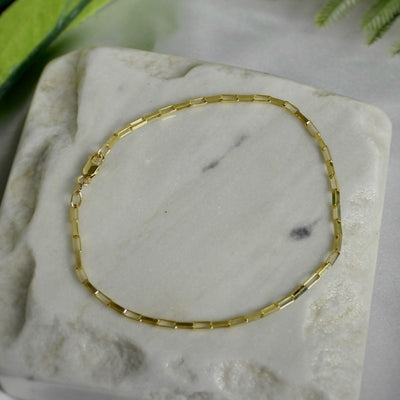 9ct Yellow Gold Long Box Paperclip Bracelet