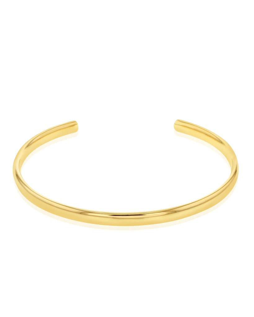 9ct Yellow Gold Solid Flat 4mm Bangle Cuff 60mm