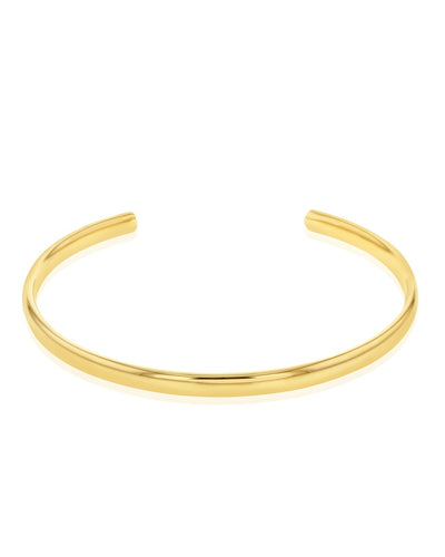 9ct Yellow Gold Solid Flat 4mm Bangle Cuff 60mm