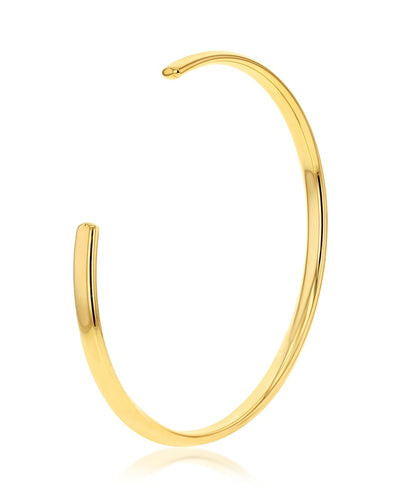 9ct Yellow Gold Solid Flat 4mm Bangle Cuff 60mm