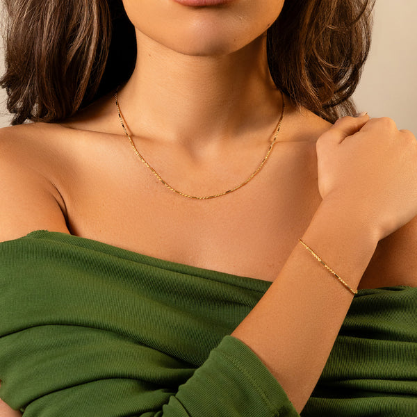 Octagonal Tube/Wheat Chain Bracelet