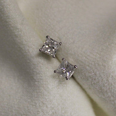 9CT White Gold Princess Cut Diamond Studs