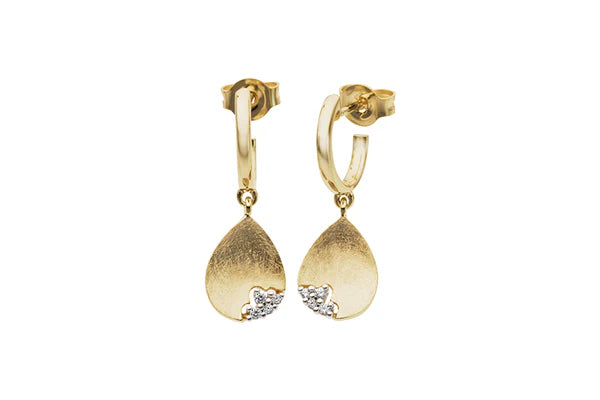 9ct Yellow Gold Diamond Drop Earrings