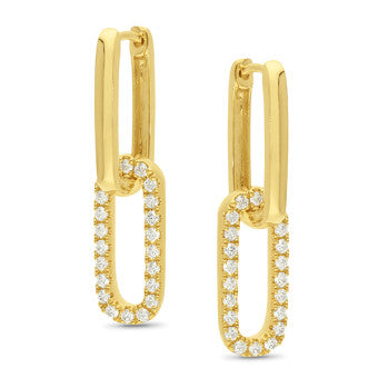 9ct Yellow Gold Lab Grown Diamonds Oblong Earrings