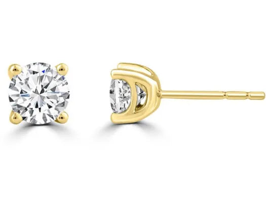 18ct Yellow Gold Round Lab Grown Diamond Studs