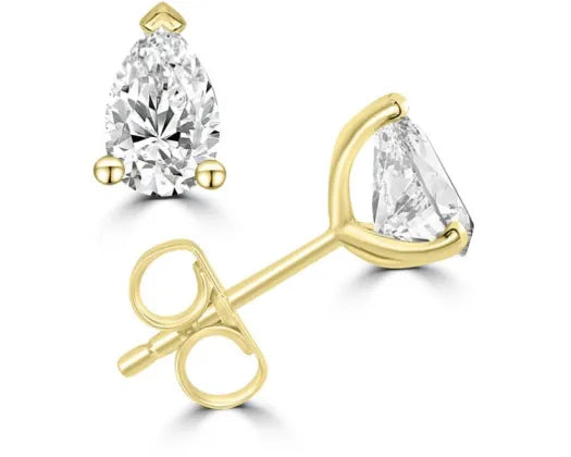 18ct Yellow Gold Pear Lab Grown Diamond Studs