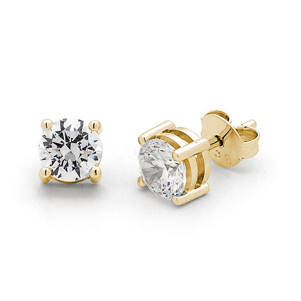 9ct Yellow Gold 4 Claw Diamond Studs