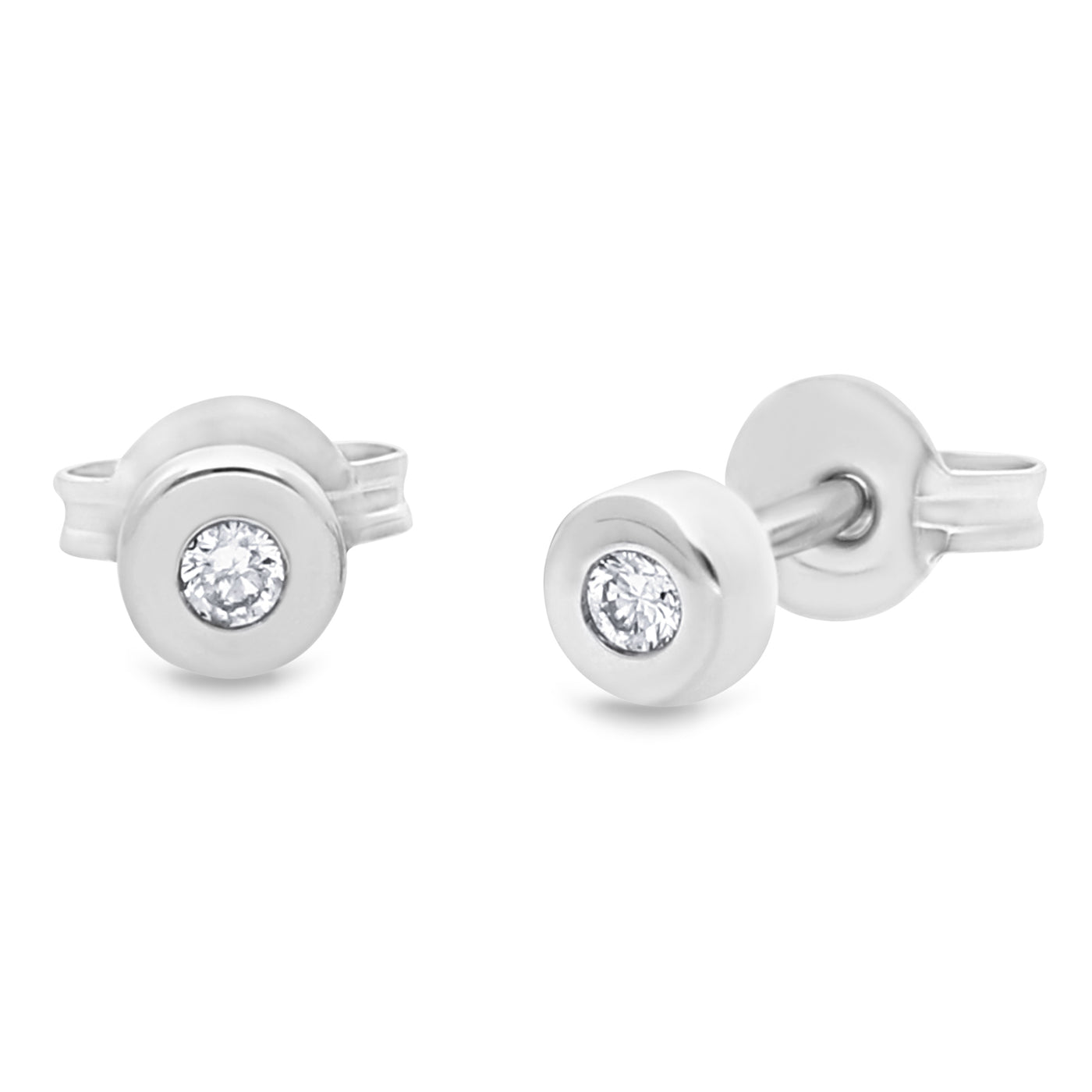 9ct Yellow Gold Bezel Diamond Studs