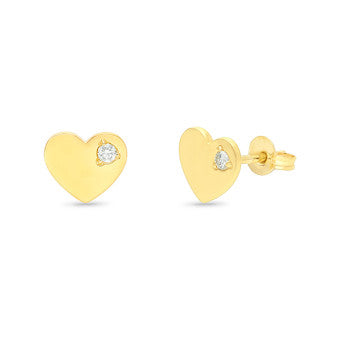 9ct Yellow Gold Heart Diamond Studs