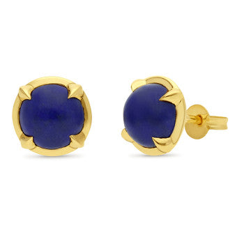9ct Yellow Gold Lapis Lazuli 8mm Round Studs