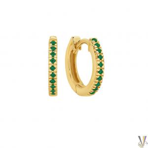 9ct Yellow Gold Emerald 0.10ct Mini Huggies