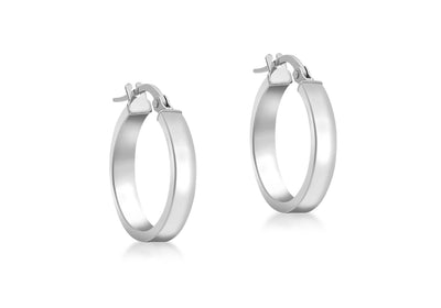 9ct White Gold Hollow Rectangle Tube Hoops