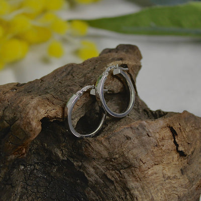 9ct White Gold Hollow Rectangle Tube Hoops