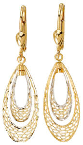 9ct Yellow Gold Double Tear Drop Hoop Earrings