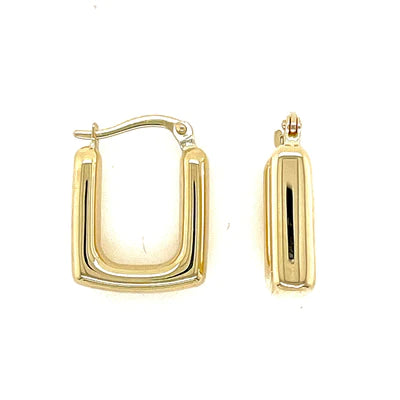 9ct Yellow Gold Rectangular Huggies