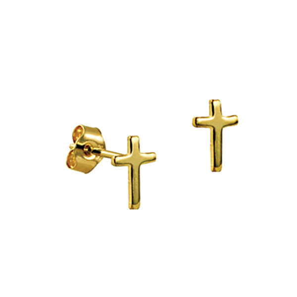 9ct Yellow Gold Small Cross Earring Studs