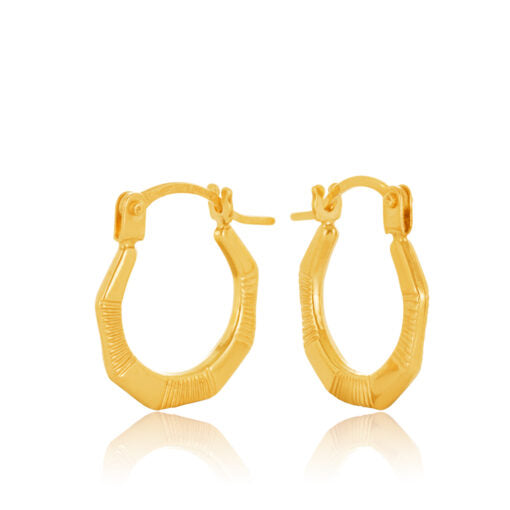 9CT Yellow Gold Fancy Hexagon 6mm Hoop Earrings