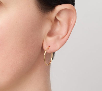 9CT Yellow Gold 1.5mm Round Tube 20mm Hoop Earrings