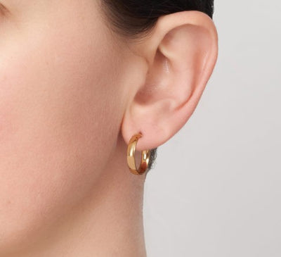 9CT Yellow Gold Gavi Half Round Flat 15mm Diameter Hoop Earrings