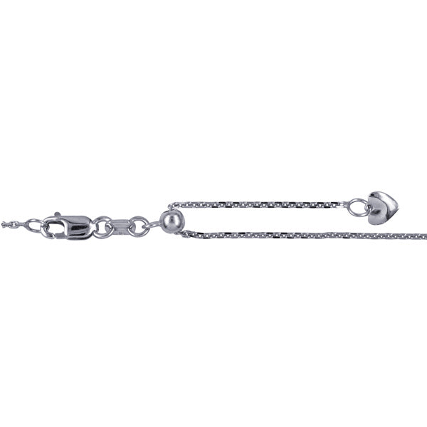 9ct White Gold Italian Made Diamond Cut Cable Slider Chain