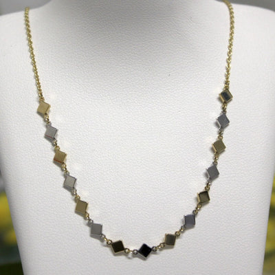 9ct 2-Tone Gold Mini Square Cable Necklace