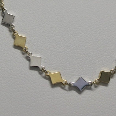9ct 2-Tone Gold Mini Square Cable Necklace
