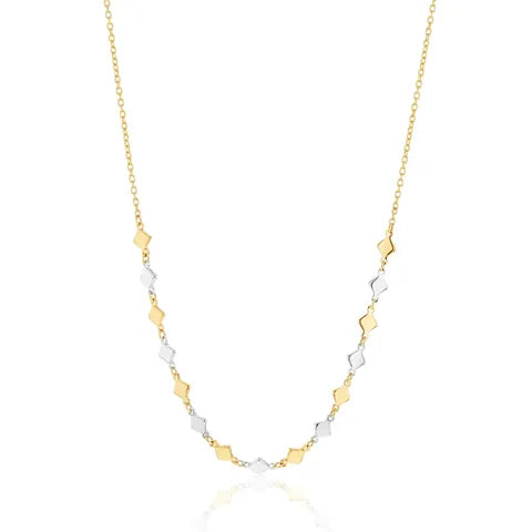 9ct 2-Tone Gold Mini Square Cable Necklace