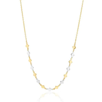 9ct 2-Tone Gold Mini Square Cable Necklace