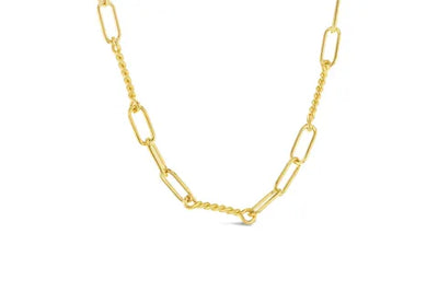 9ct Yellow Gold Small Paperclip & Twist Necklace