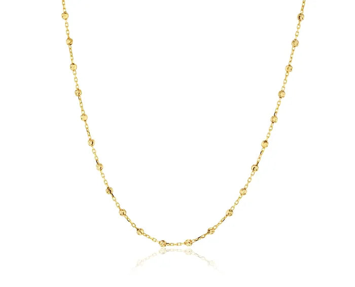 9ct Yellow Gold Diamond Cut Ball Beads Necklace
