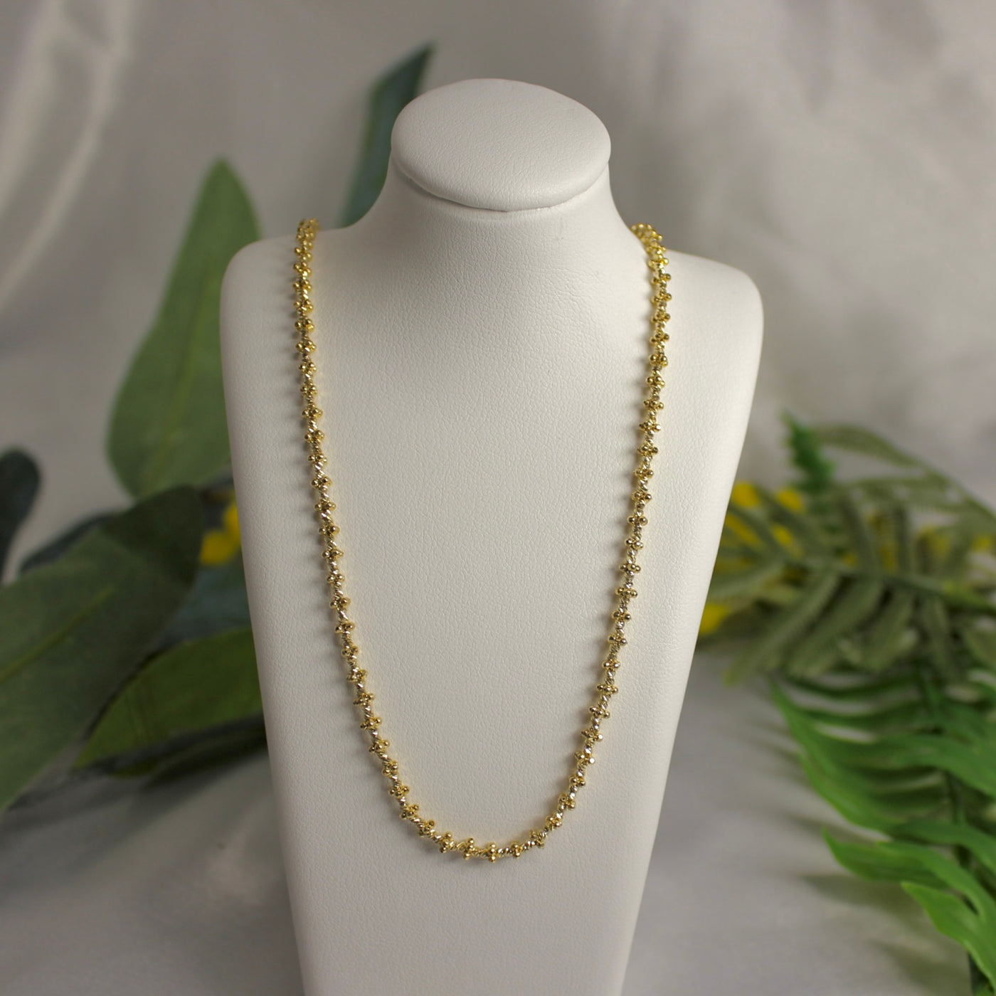 9ct Yellow Gold Fancy Diamond Cut Beads Necklace