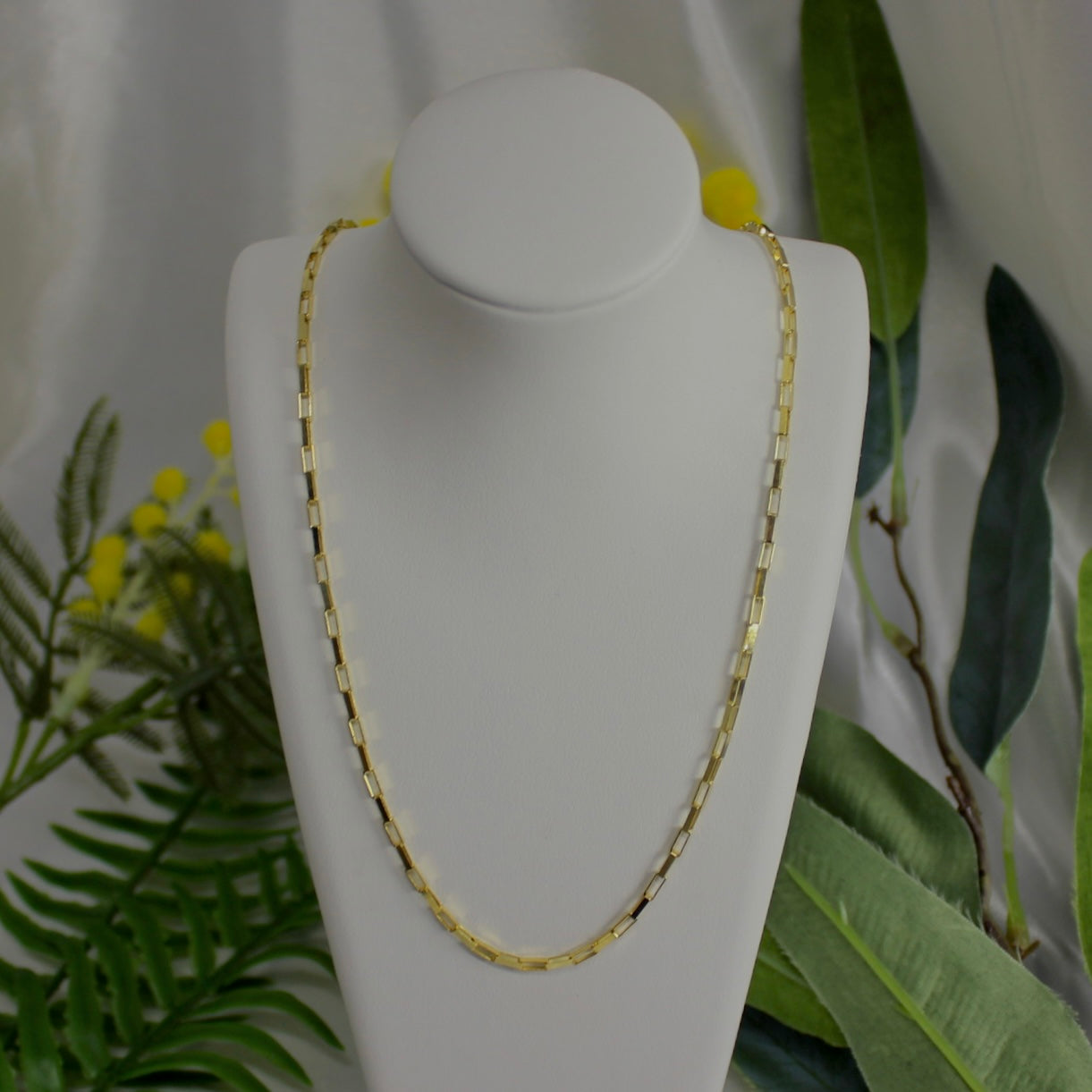 9ct Yellow Gold Solid 1.9mm Long Box Paperclip Necklace