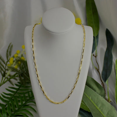 9ct Yellow Gold Solid 1.9mm Long Box Paperclip Necklace