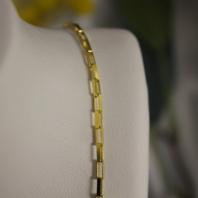 9ct Yellow Gold Solid 1.9mm Long Box Paperclip Necklace