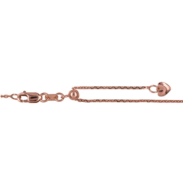9ct Rose Gold Italian Made Diamond Cut Cable Slider Chain