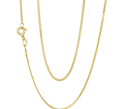 9ct YG Grumetta 1.2mm 2 Sided Curb Chain 50cm