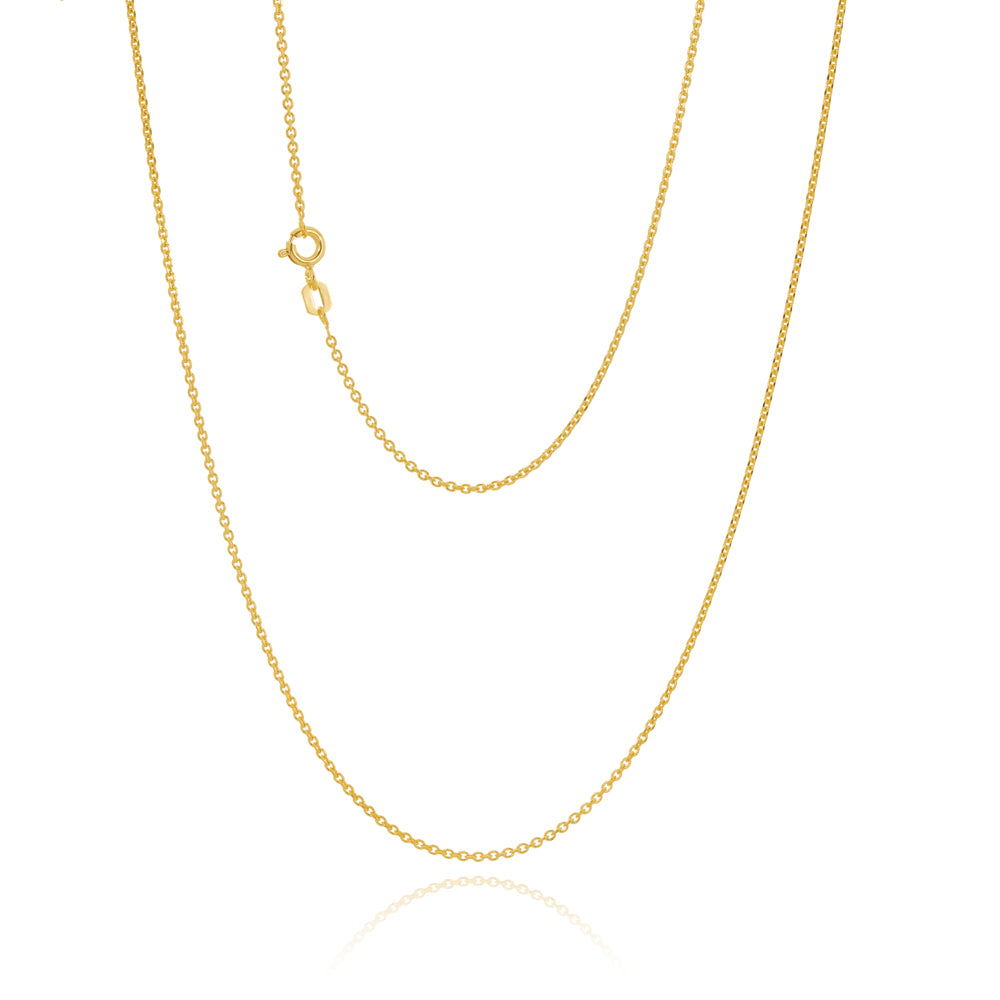 9ct Yellow Gold Diamond Cut 1.5mm 40 Gauge Rolo Chain 45cm