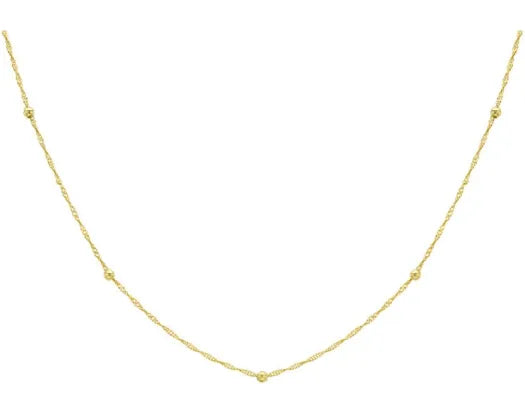 9CT Yellow Gold Solid Beaded Twisted Necklace