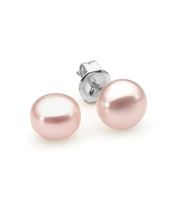 Ikecho Luna de Studs Button Freshwater Pearl 10-10.5mm